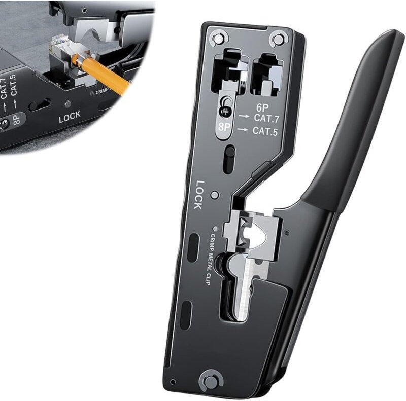RJ45-Crimpzange, universelle Crimpzange für CAT7, CAT6A, CAT6, CAT5E, CAT5, RJ45-Crimpzange für Netzwerkstecker, ideal f...