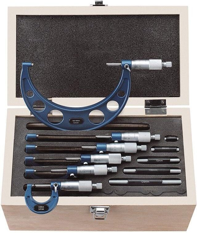 Fervi - Kit mit 6 externen Zentesimalmikrometern 0 - 150 mm m033