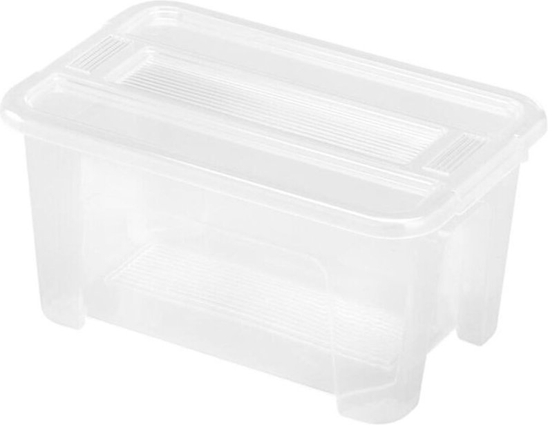 2 x tex Box 4,5L 28x18x14cm Transparent Deckel Aufbewahrung Spielzeugkisten Klar