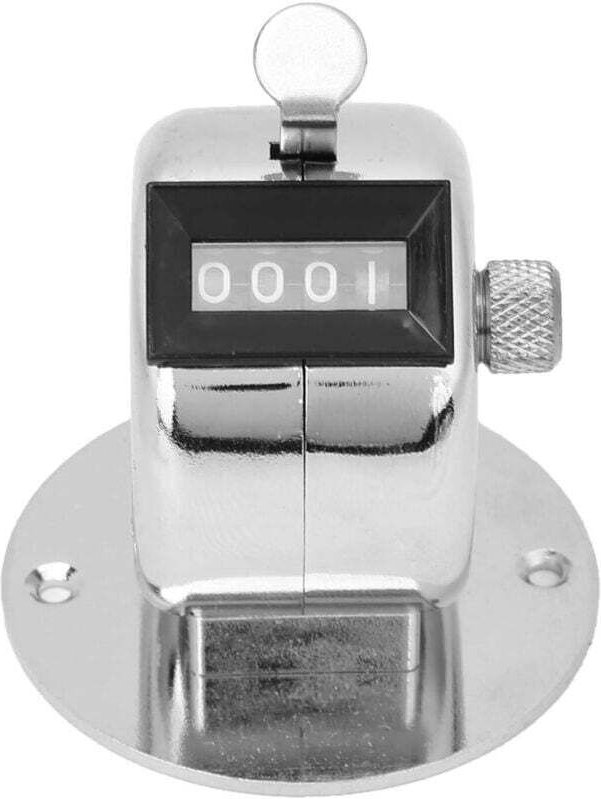 Handzähler aus silberfarbenem Metall, mechanischer Handflächenzähler, 4-stelliger Handzähler, Sporttrainerbedarf