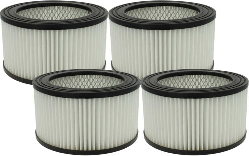 vhbw 4x Staubsaugerfilter kompatibel mit Perel TC90610, TC90400, TC90500, TC90600 Aschesauger - HEPA-Filter Schwarz Weiß