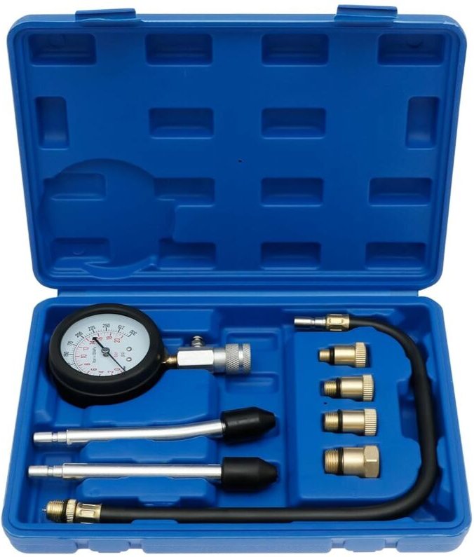 Kompressionstester Kit, Kompressionsprüfer mit M10 M12 M14 M18 Adapter, Messen 0-20 bar oder 0-300 psi, Kompressionsmess...
