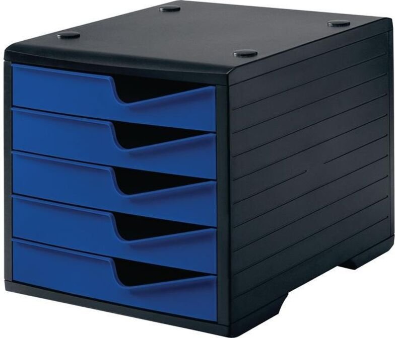 Thumbnail - Ablagebox 5 Schubladen schwarz/blau Polyl H255xB270xT340 mm