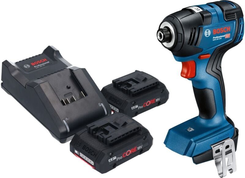 Bosch GDR 18V-200 Professional Akku Drehschlagschrauber 18 V 200 Nm Brushless + 2x ProCORE Akku 4,0 Ah + Ladegerät