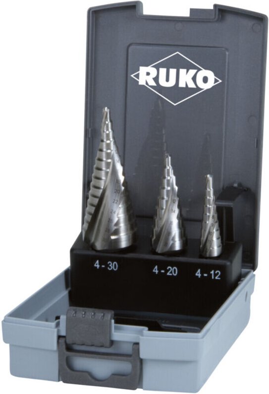 RUKO 101026RO Stufenbohrer-Set 3teilig 4 - 12 mm, 4 - 20 mm, 4 - 30 mm HSS 3-Flächenschaft 1 Set