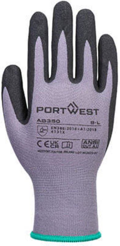 Pack mit 12 Paar DermiFlex Essential Handschuhe, Grau/Schwarz, Größe M – Größe 8