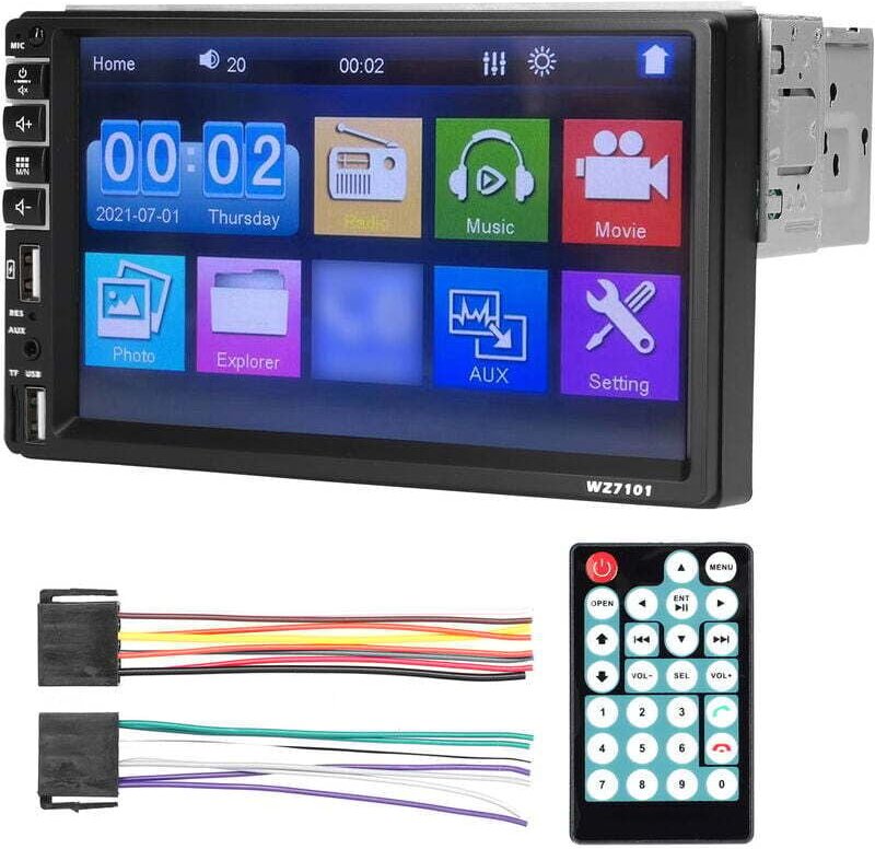 Single-Din-Auto-BT-MP5-Player, 7-Zoll-LCD-Touchscreen-Monitor, unterstützt TF/USB/AUX-In, Mobiltelefonverbindung, Freisp...