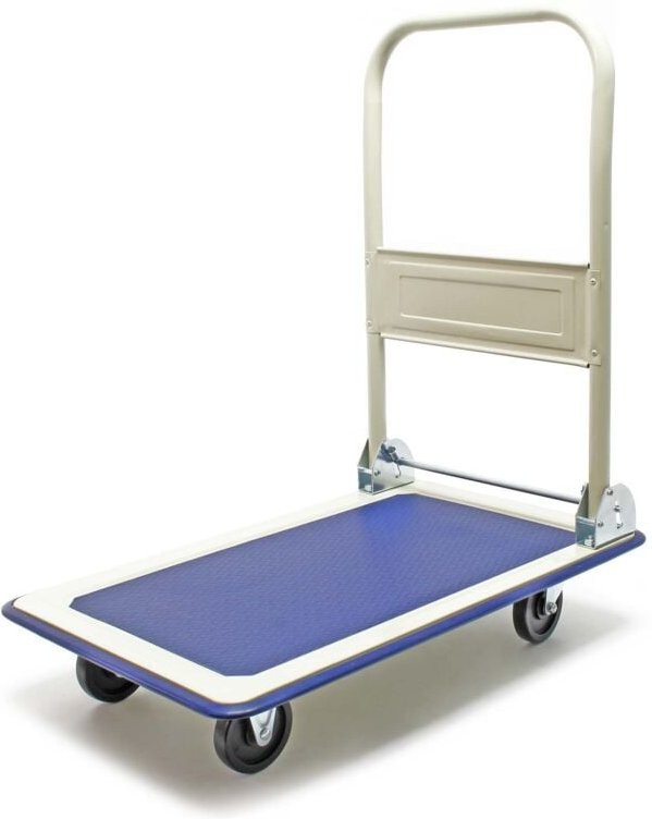 Wiltec Plattformwagen bis 150 kg 720x475x840 mm, Transportkarre klappbar mit Bügelgriff und gummibezogener Ladefläche, T...