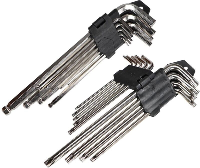 Torx Winkelschlüsselsatz und Sechskant Stiftschlüsselsatz 18 teiliges Set lang