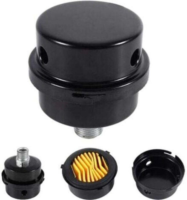 3/8" (16 mm) Metall-Schalldämpferfilter für Luftkompressoren und -kessel, schwarz