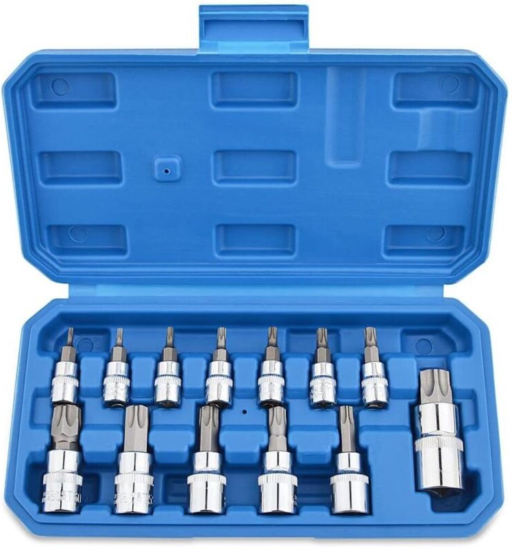 13-teiliger Steckschlüsselsatz, Schraubendreher-Bits, weiblich, T8 – T70, Chrom-Vanadium-Stahl, 1/4 Zoll, 3/8 Zoll und 1...