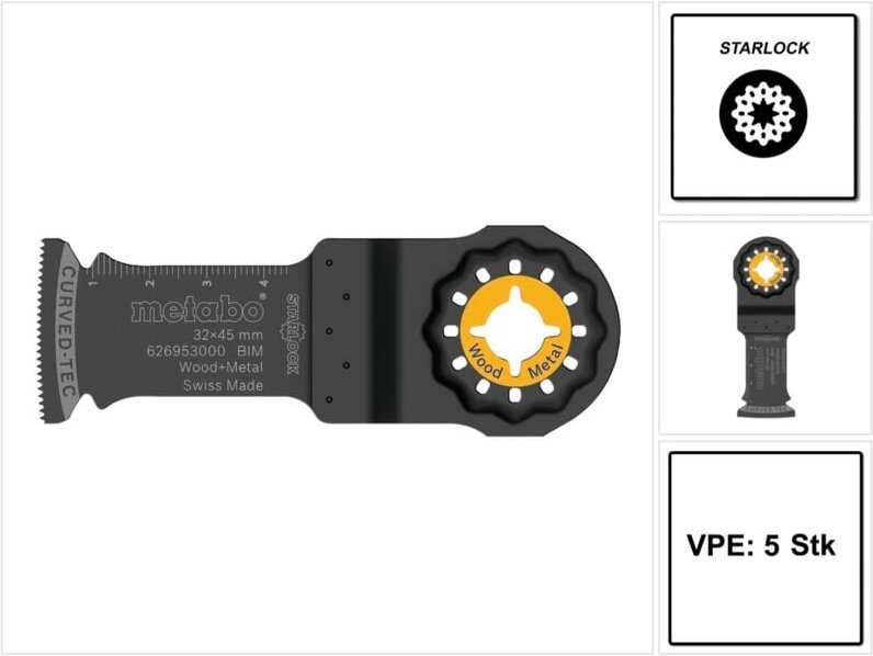 Metabo - Tauchsägeblatt Starlock L.45mm B.32mm BiM mittel Zahnt. 1,3mm/20TPI 5 St.