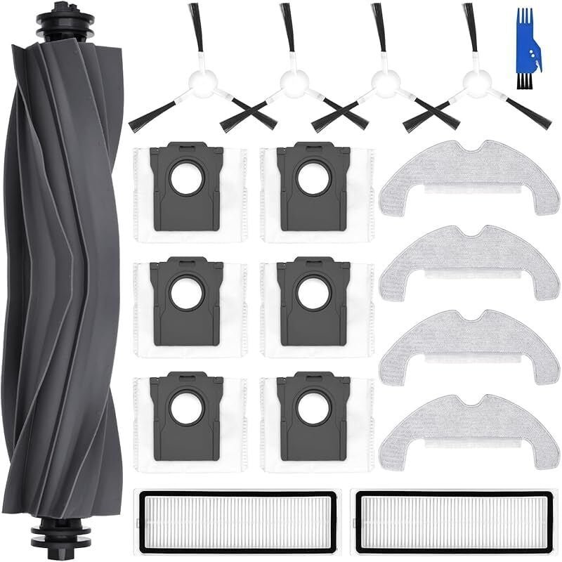 FOREHILL Zubehörset für dreame D10 Plus Gen 2, 4 Wischpads, 6 Staubbeutel, 1 Hauptbürste, 4 Seitenbürsten, 2 Filter