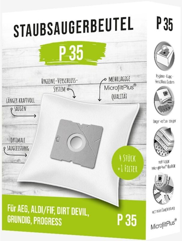 5x 4 Stück Staubsaugerbeutel P35 fif KS-5123 Faltschachtel 20 Stück