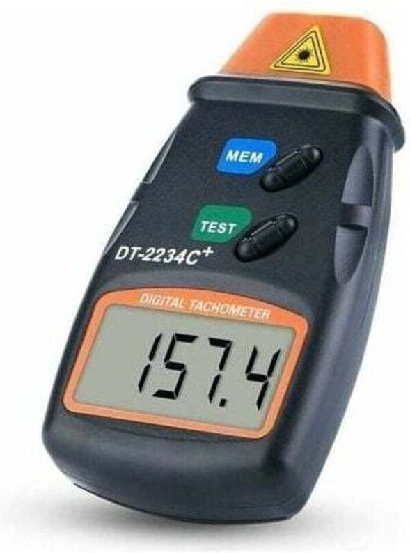 Digitaler Drehzahlmesser – kontaktloser Drehzahlmesser – LCD-Display – Drehzahlbereich 2,5–99.999 U/min – mit 3 Reflekto...