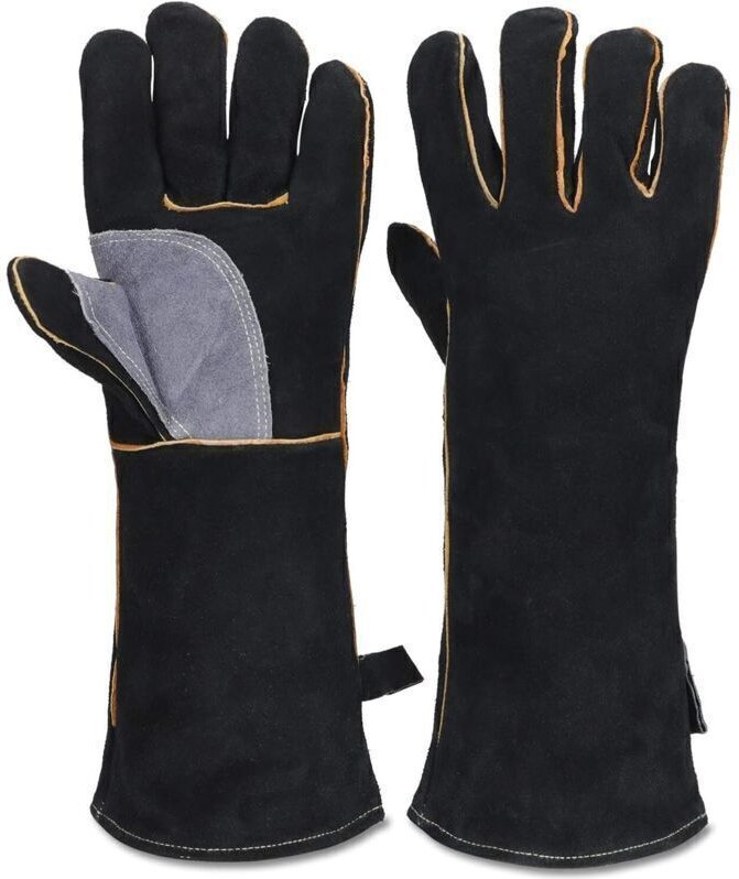 Hochtemperatur- und feuerfeste Handschuhe aus Leder mit Kevlar-Nähten, geeignet für Kamine, Öfen, Backöfen, Grills, Schw...