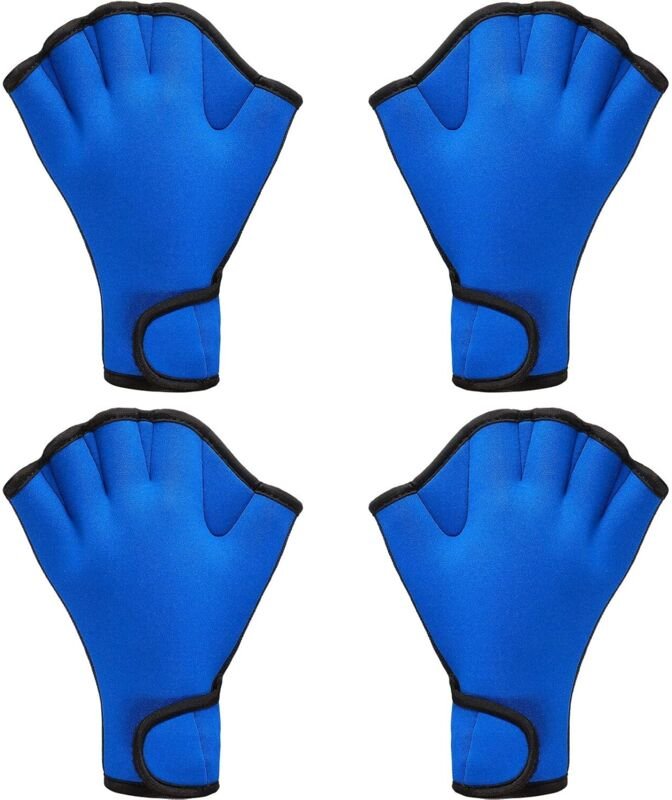 2 Paar Aqua Fit Schwimmhandschuhe, Neopren-Fitnesshandschuhe mit Schwimm- und Tauchgurt und Handgelenkschlaufe