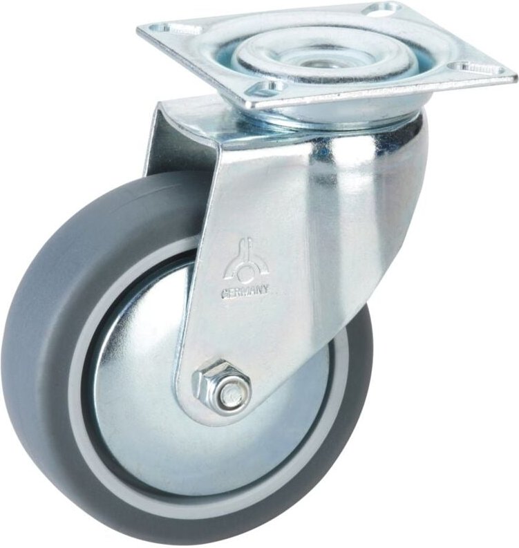 Lenkrolle TPE Kunststoffrad ø 75 mm Möbelrolle Tragkraft 50 kg Stahl verzinkt