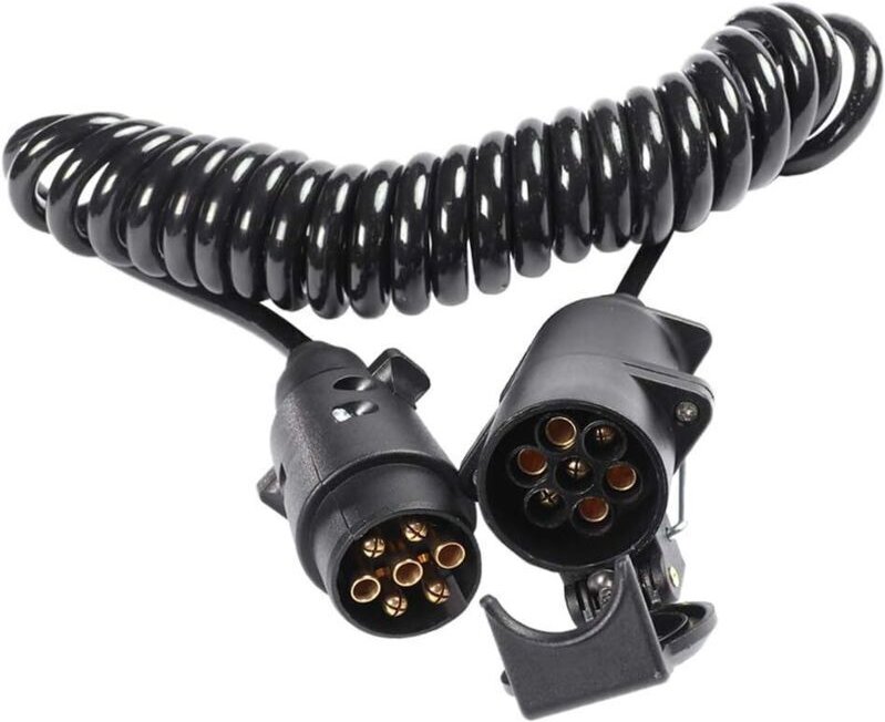 7-poliger Anhängerstecker und -buchse mit 2 m Verlängerungskabel, Anschluss für Anhängerkupplung, Wohnwagen, Fahrzeug- u...