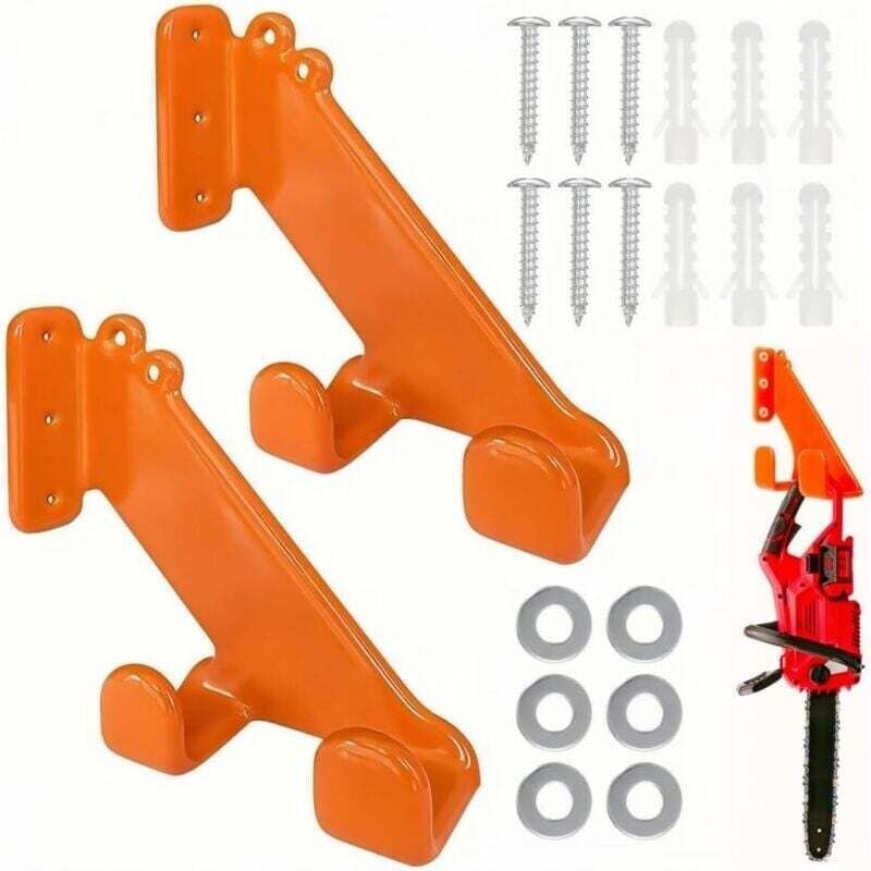 Supporto per motosega a parete (2 pezzi), supporto per decespugliatore a parete, gancio per riporre il garage, gancio a ...