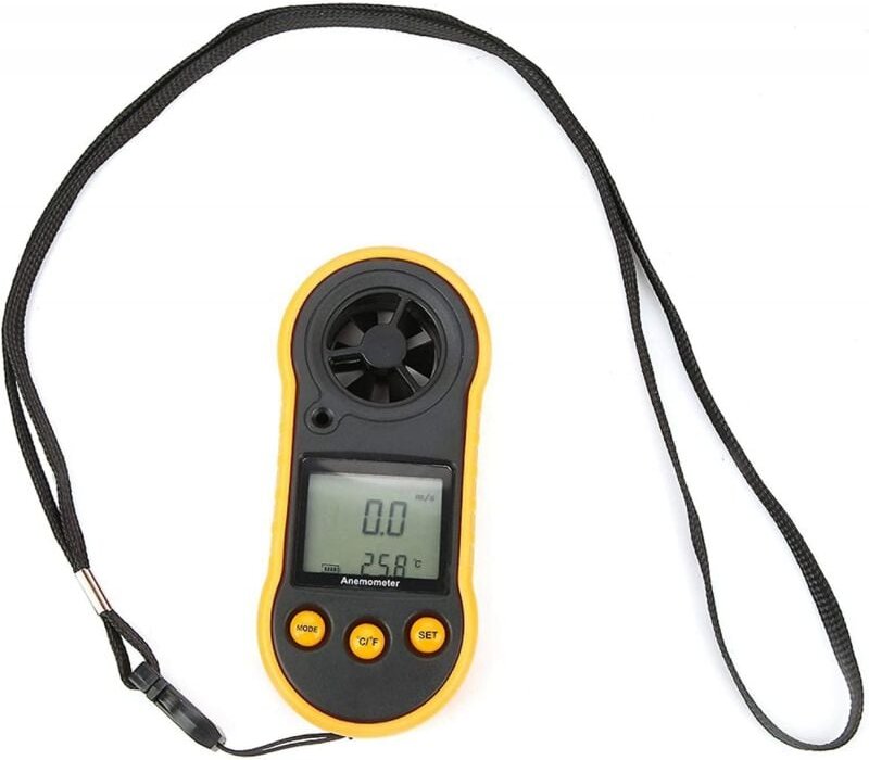 BEBUSINGOTO Digitales Anemometer Tragbares Anemometer Windtemperatur-Testinstrument
