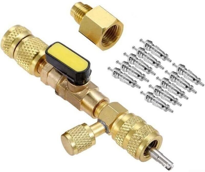 Vtizikl Extracteur/installateur de noyau de valve Vanne de déconnexion en laiton SAE 1/4 et 5/16 double taille pour évit...