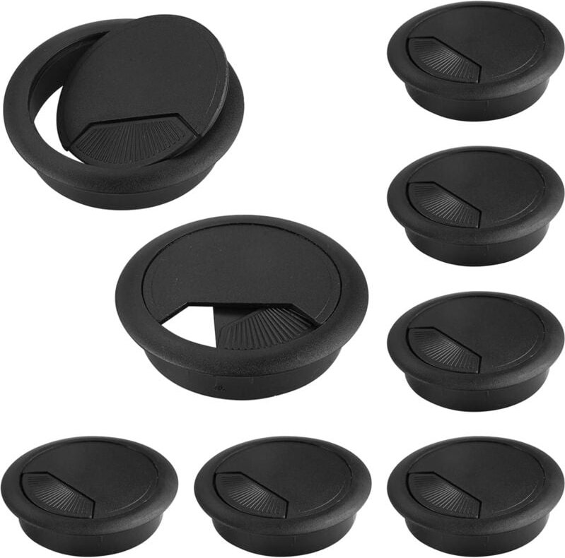 Set mit 8 Kabeldurchführungen für Schreibtische, 60 mm Kabelabdeckungen für Computer, rund, aus robustem Kunststoff, für...