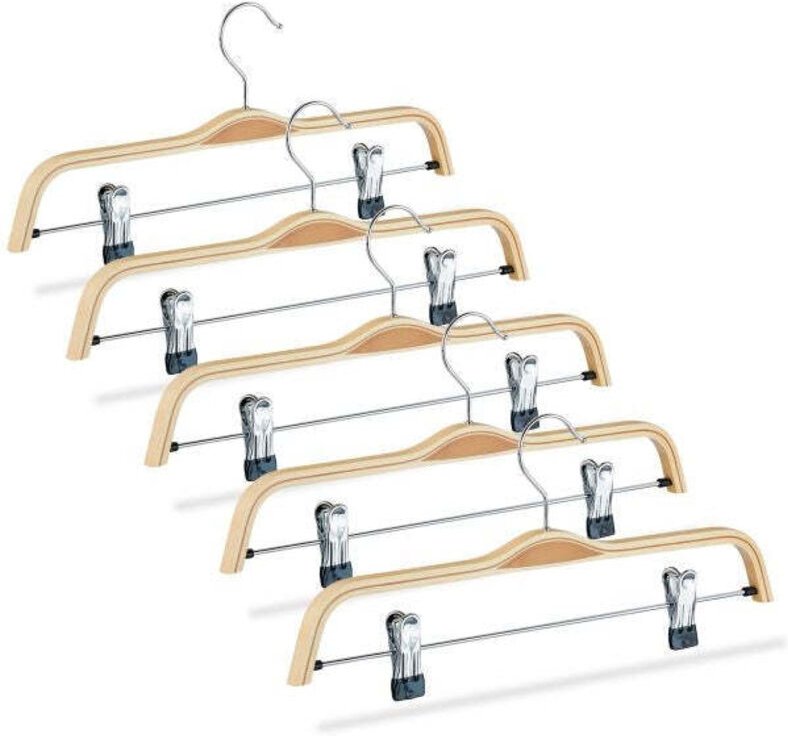 Set of 5 wooden pants hangers