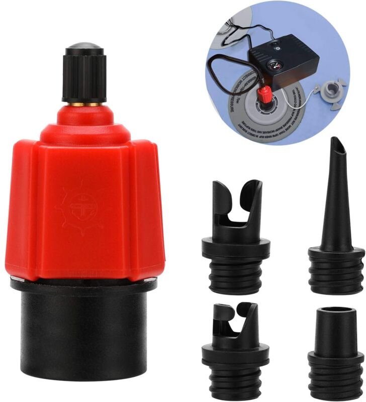 Dolaso - Aufblasbarer Pumpenadapter-Konverter, 4 Standard-Luftventilaufsätze für Schlauchboote, Stand-Up-Paddle-Boards, ...