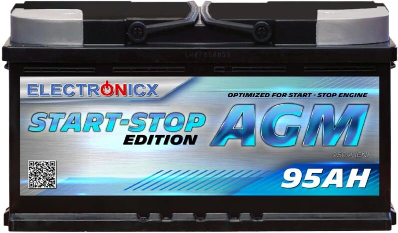 Electronicx AGM Autobatterie Starterbatterie Batterie Start-Stop 95 AH 12V 950A