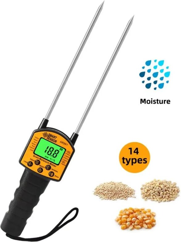 AR991 Digitales Feuchtigkeitsmessgerät für Getreide, Weizen, Mais, Reis, 1 Stück