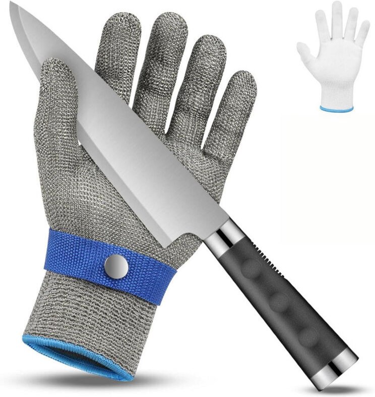 Schnittfeste Handschuhe der Schutzklasse 9 aus Edelstahl für den täglichen Schnittschutz (M)