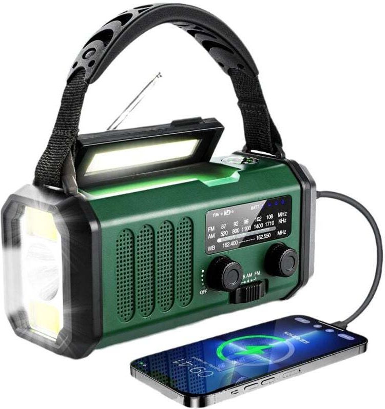 20000mAh Notfallradio – NOAA/AM/FM-Radio mit Handkurbel und Solarbetrieb – USB-Ladefunktion für Mobiltelefone – SOS-Alar...