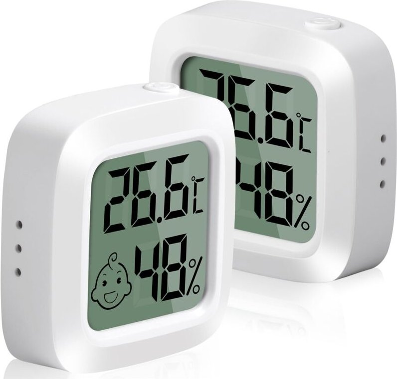 2-teiliges kleines, hochpräzises digitales Thermometer-/Hygrometer-Set für den Innenbereich mit Komfortanzeige – für Bür...