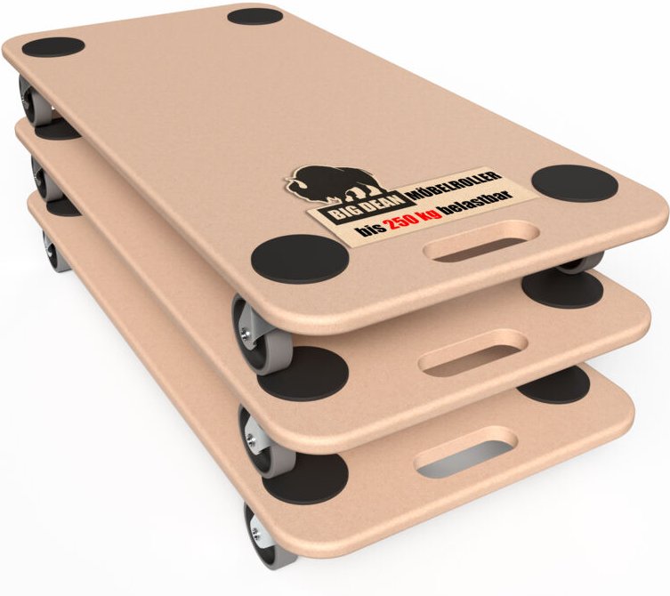 BigDean 3 Materialtransporter 250kg Schwerlast Möbelroller bodenschonende Rollen Transportroller Rollbrett