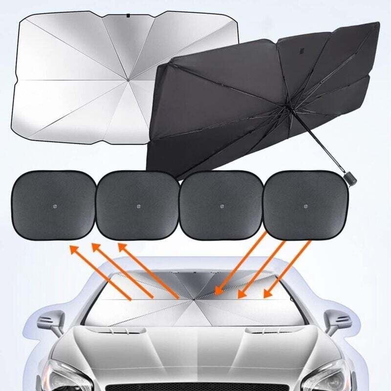 Pare-Soleil Pare-Brise Auto Anti-UV 135x80 cm avec 4 Protections Enfant Protection Visière Pare Soleil Voiture