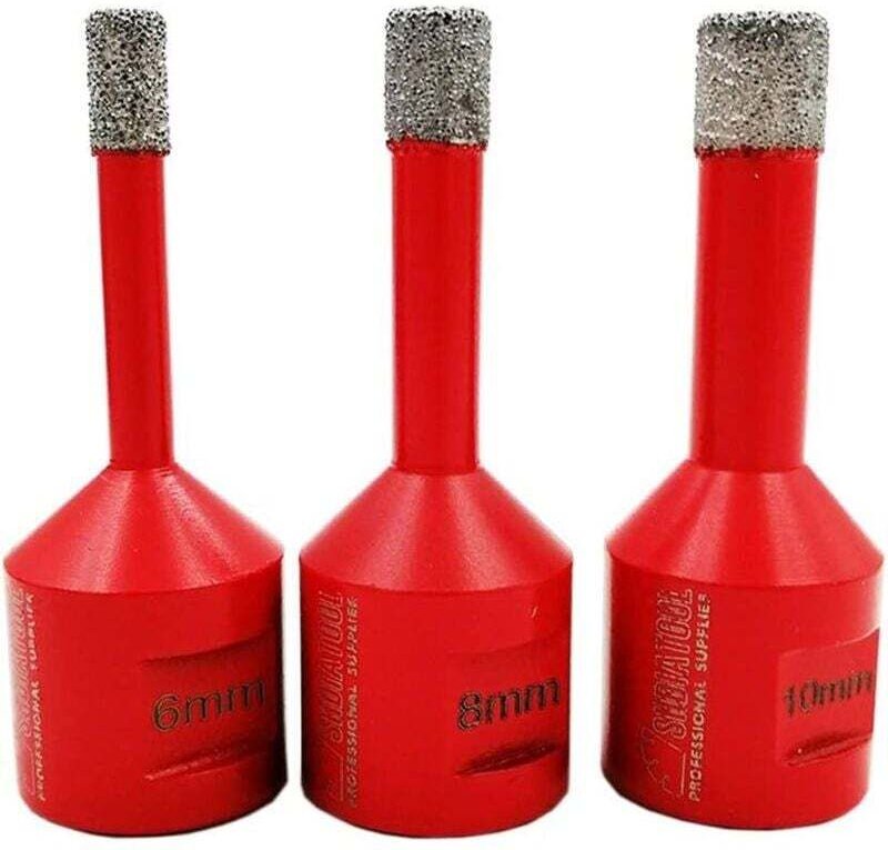 Diamantbohrer 6/8/10 mm – Vakuumgelötet – M14-Gewinde – Zum Trockenbohren in Porzellan, Fliesen, Granit und Marmor