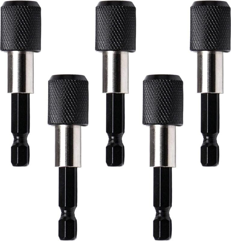 Schwarz) 5-teiliger magnetischer Schraubendreher-Bithalter, magnetischer Bithalter, 60 mm Schlagschrauber-Bithalter, Sec...