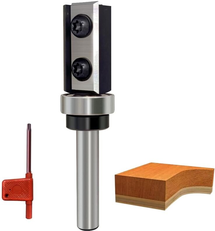 Bündigfräser 8mm Schaft, 30mm Schnittlänge, D=16mm, Wendeplatten Bündiger Fräser, Austauschbare Hartmetall Klinge, mit K...