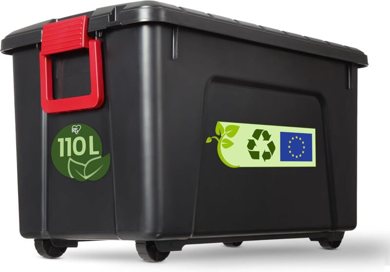 Iris Ohyama, strapazierfähige Kunststoff-Aufbewahrungsbox, 110L, Einzelstück, schwarz, SIA-110