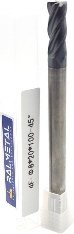 Vollhartmetall-Fräser 8 x 20 x 100 4 Schneiden 45 HRC