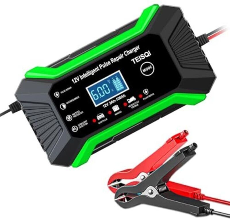 12V 6A Smart-Batterieladegerät mit Erhaltungsladung und Desulfatierung, Temperaturkompensation, geeignet für Auto-, Moto...