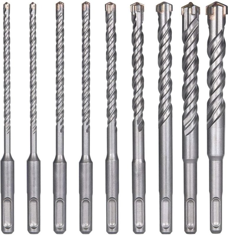Vtizikl Forets à Béton, 9PCS (5 mm 16x160 mm) Foret Carrelage, Foret à Percussion Électrique SDS-Plus pour Perforateur, ...