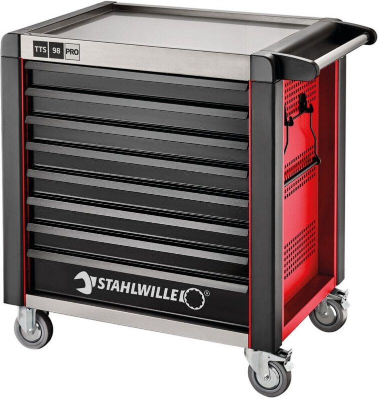 Stahlwille Werkstattwagen 98/8 PRO 8 Schubl. 651 x 1001 x 1020 mm rot, RAL 3020 schwarz RAL 9005