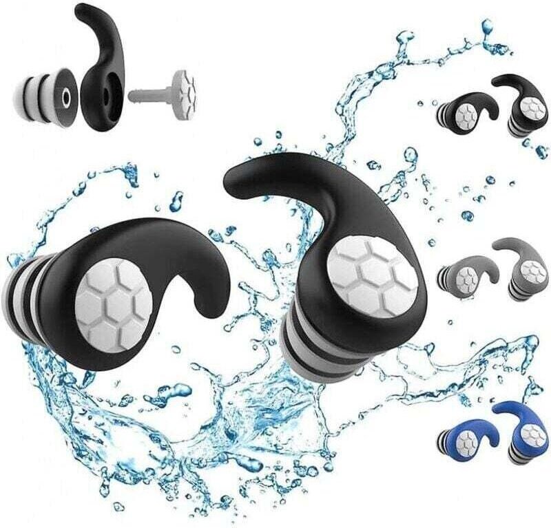 Wasserdichte Schwimm-Ohrstöpsel für Erwachsene – 3 Paar wiederverwendbare, weiche Silikon-Schwimm-Ohrstöpsel