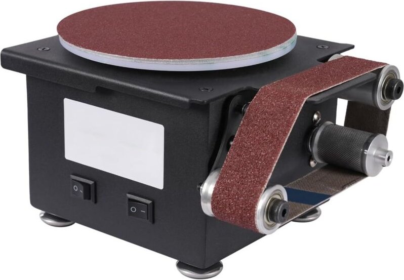 Stand Band und Tellerschleifer 100W Elektrischer Bandschleifer, 150mm Schleiftellers, Schneidkantenschärfer mit 10 Blatt...