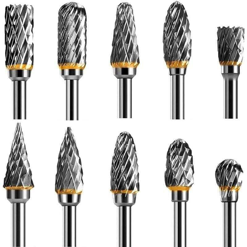 Vtizikl 10-teiliges Set doppelseitiger Hartmetall-Rotationsfräser für Rotationswerkzeuge, 1/8"-Schaft, für Heimwerkerarb...