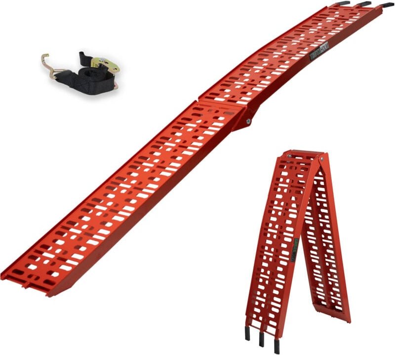 TRUTZHOLM 1 x Auffahrrampe klappbar 228 cm Traglast 340 kg Alu rot gelocht Motorradrampe Mofarampe