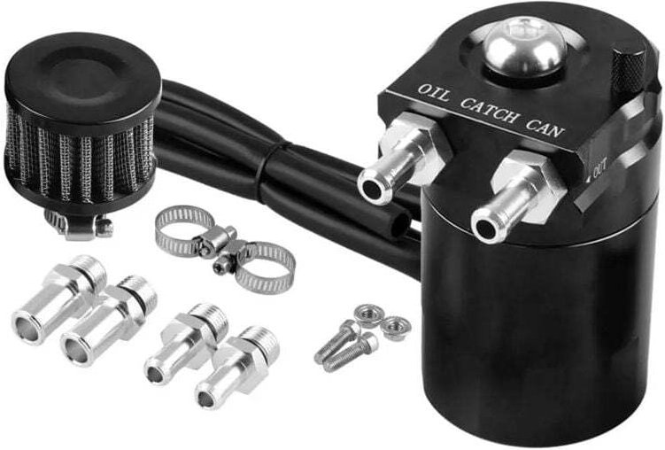 Universal Auto Öl Catch Tank Reservoir Auto Öl Catch Can Tank mit Prallfilter 300ml (Schwarz) TAO