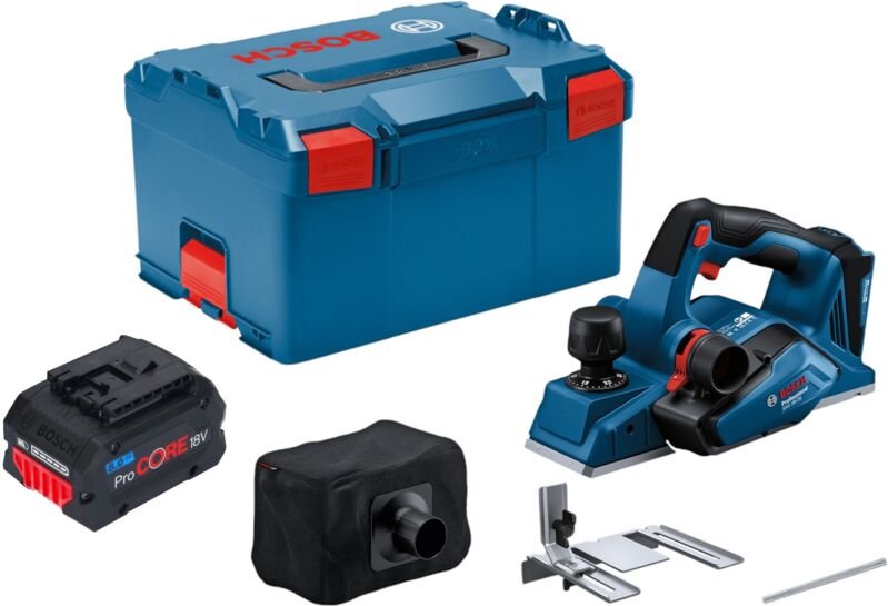Bosch gho 18V-26 Professional Akku Hobel 18 v 2,6 mm Brushless + 1x ProCORE Akku 8,0 Ah + L-Boxx - ohne Ladegerät
